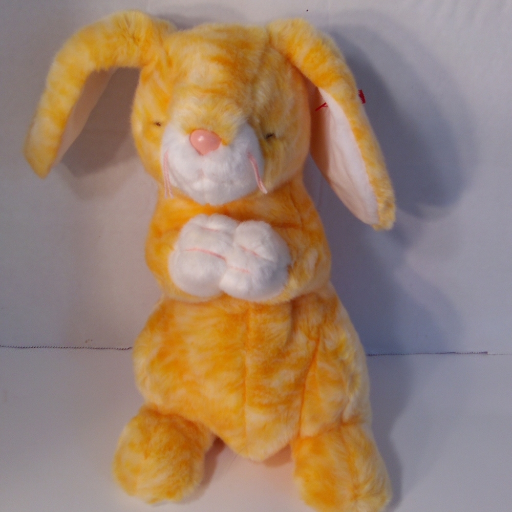 Ty Beanie Buddies Orange and White Bunny Grace Praying Stuffed Animal Plush